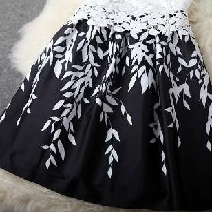 Leaves Stitching Lace Embroidered Dress Try