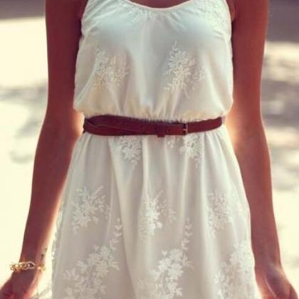 Strappy White Silk Dress Trh