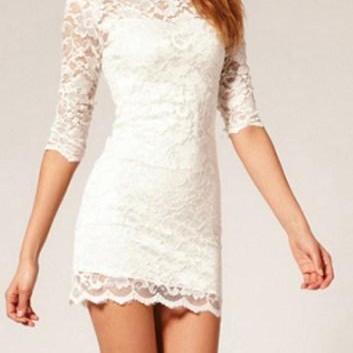 White Lace Dress Hgfd