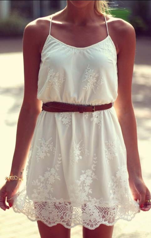 Strappy White Silk Dress Trh