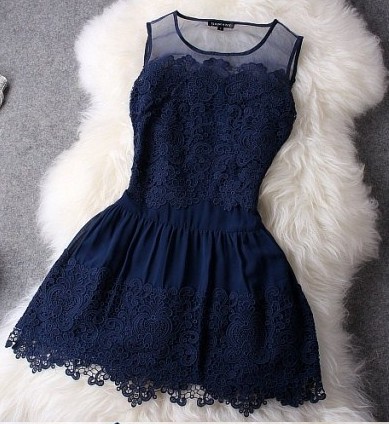 Eugen Yarn Embroidery Lace Sleeveless Vest Dress B