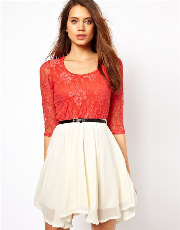 Slim Lace Skirt, Send Belt Fd On Luulla